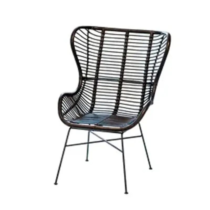 Fauteuil papillon Victoria – 98 x 80 x 81 cm – métal & rotin – noir Offre Limitée